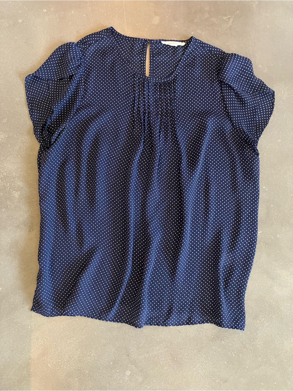 Women’s Navy Polka Dot Short Sleeve Blouse